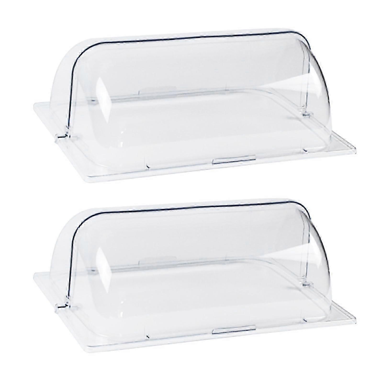 Transparenter Rechteckiger Rolldeckel Für Warmhaltebehälter (2er-set), Ideal Zum Backen Und Für Desserts.