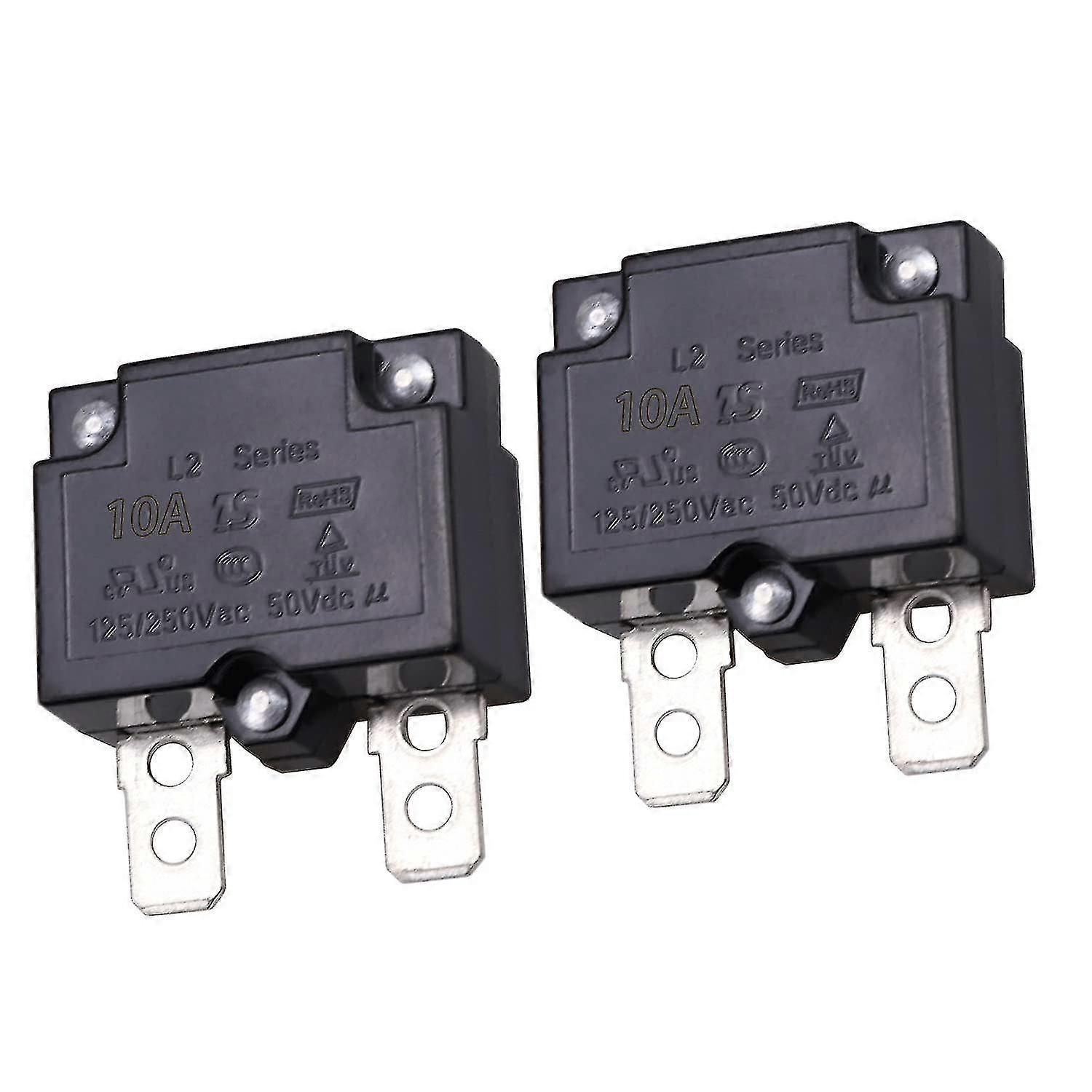 2 Automatische 10a-thermoschutzschalter, Thermische Überlastschutzgeräte, Serie L2, 125-250v Ac / 50v Dc, Selbstrückstellendes Relais, Sicherung, Thermoschalter (20a)
