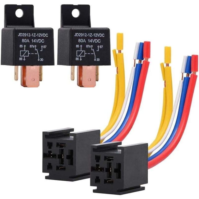 Relè per auto con cablaggio per motore di camion, 5 pin, relè per impieghi gravosi, 80 A, 12 V, presa relè on/off, relè automobilistico a 5 fili