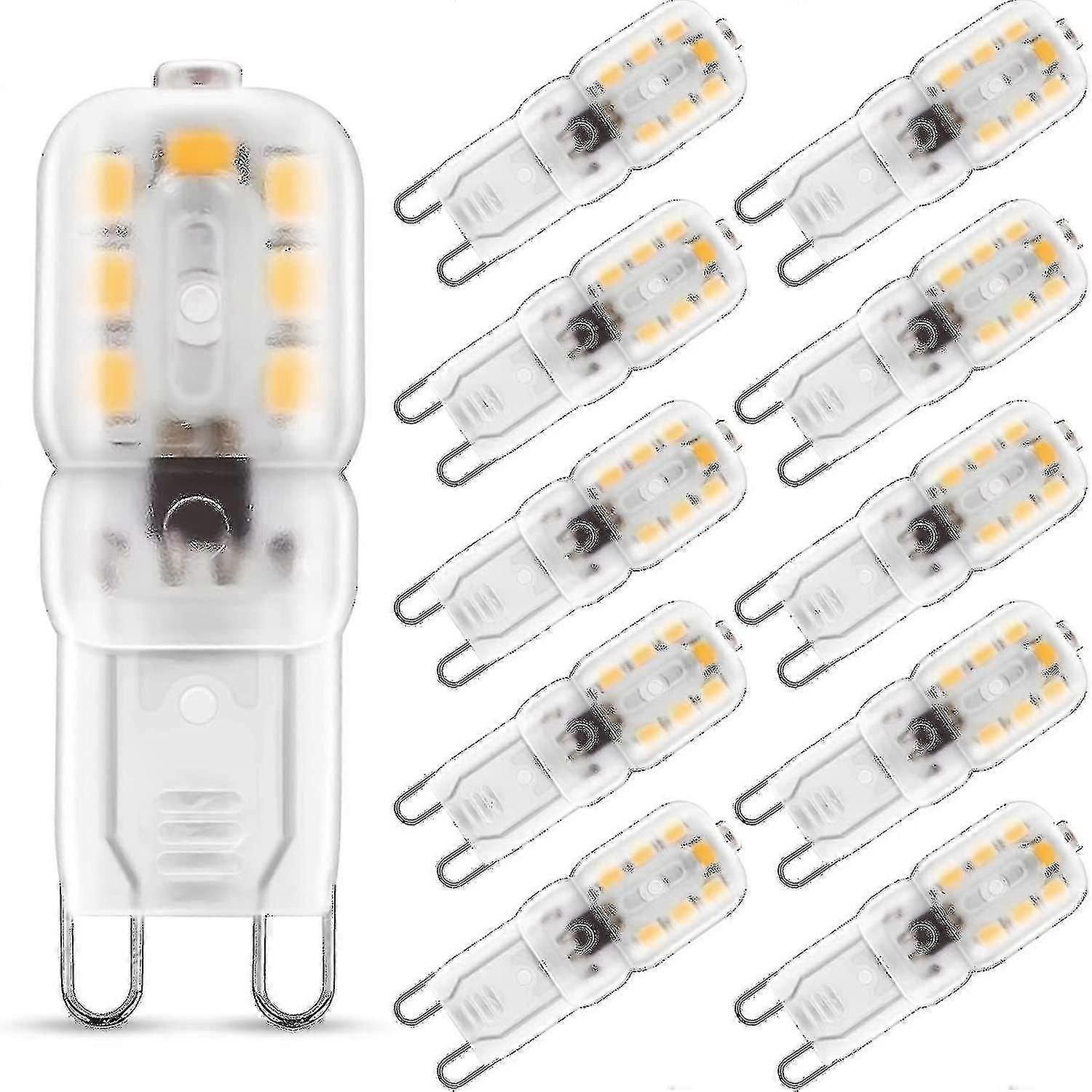 10er-pack G9-led-lampen, Warmweiß (3000 K), 2 W (entspricht 25 W Halogen), 230 V Wechselstrom, 180 Lm, 360° Breiter Abstrahlwinkel, G9-sockel [energieklasse A+] - Dwdz