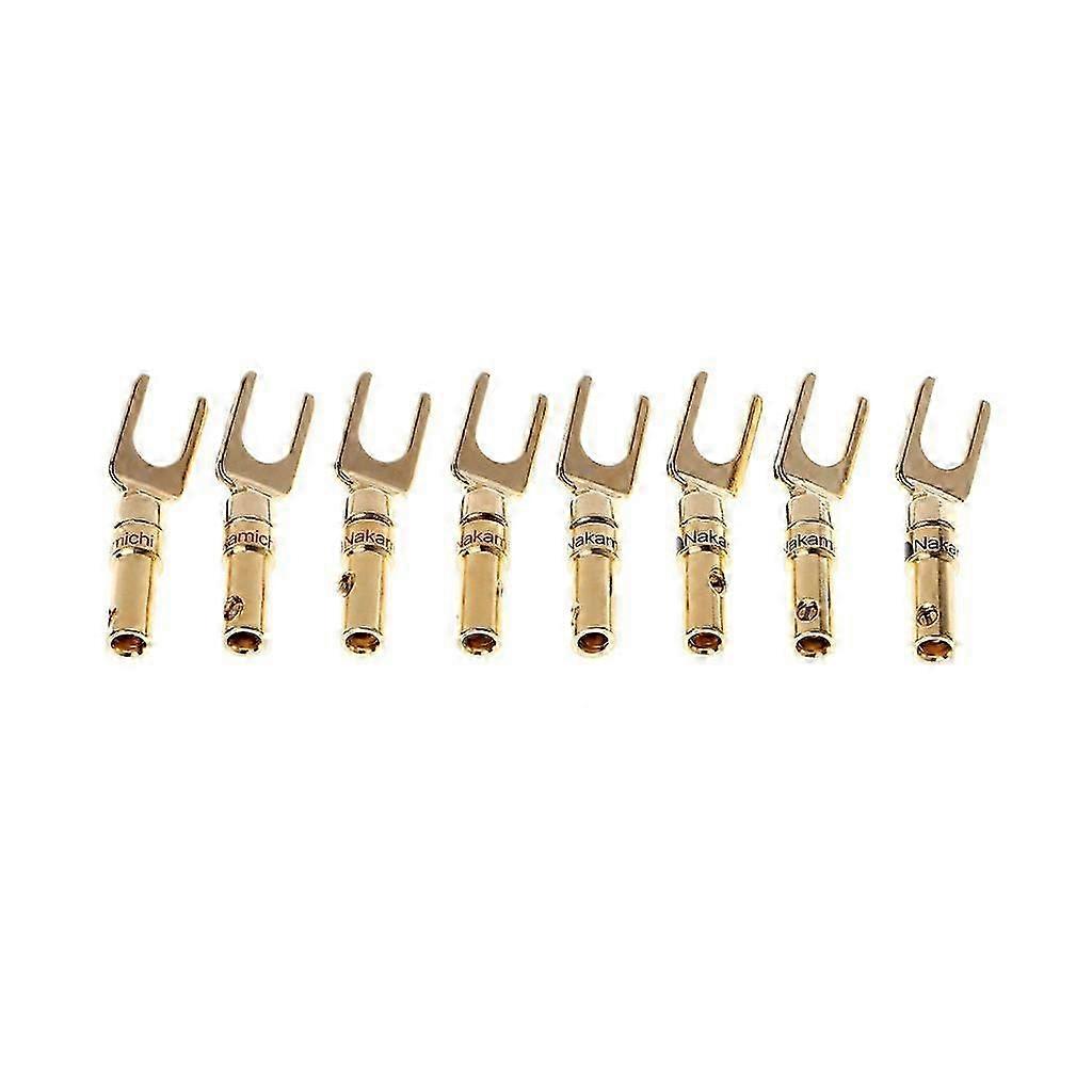 8 Stück Vergoldete Y-förmige Lautsprecherstecker Aus Messing (schraubgabel-anschlussadapter)