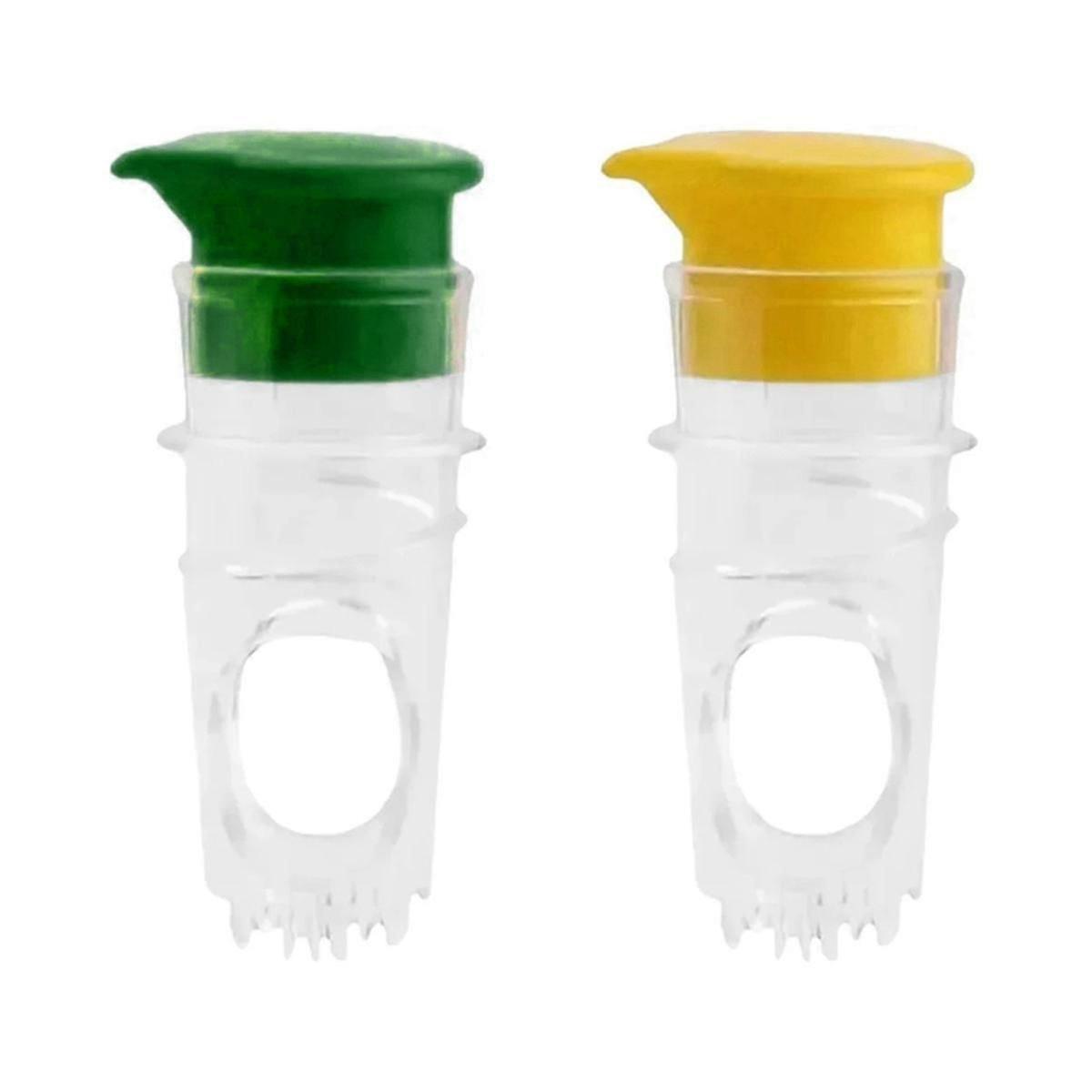 Set Aus 2 Manuellen Zitruspressen Aus Kunststoff Für Zitronen, Werkzeug Zum Ausgießen Von Fruchtsaft, Gelb + Grün.