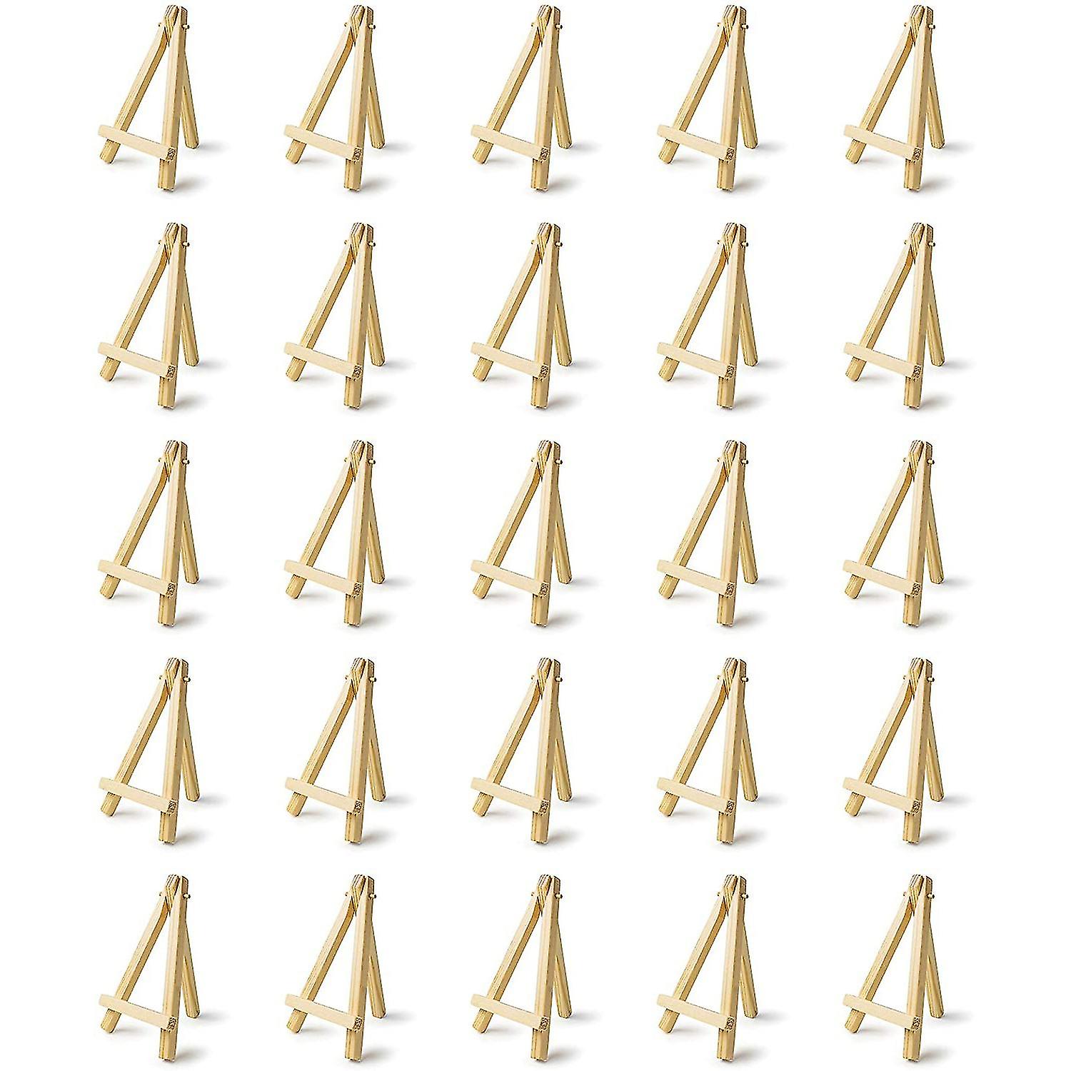 Set Mit 25 Mini-staffeleien Aus Holz, 12,5 Cm Groß. Ideal Für Visitenkarten, Fotos, Kleine Leinwände Und Klassenzimmerdekorationen.