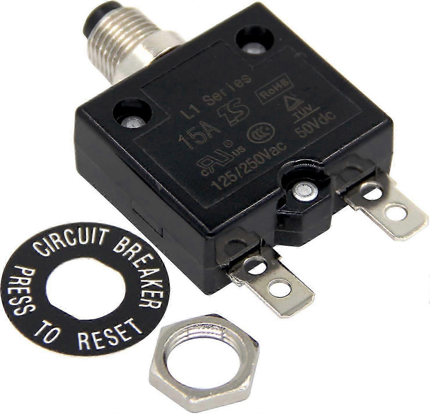 Drucktaster-leistungsschalter 125–250 V Ac / 50 V Dc, 15 A Überlastschutz, Serie L1, Manuelle Rückstellung, 15 A (25 A) Thermischer Schutzschalter