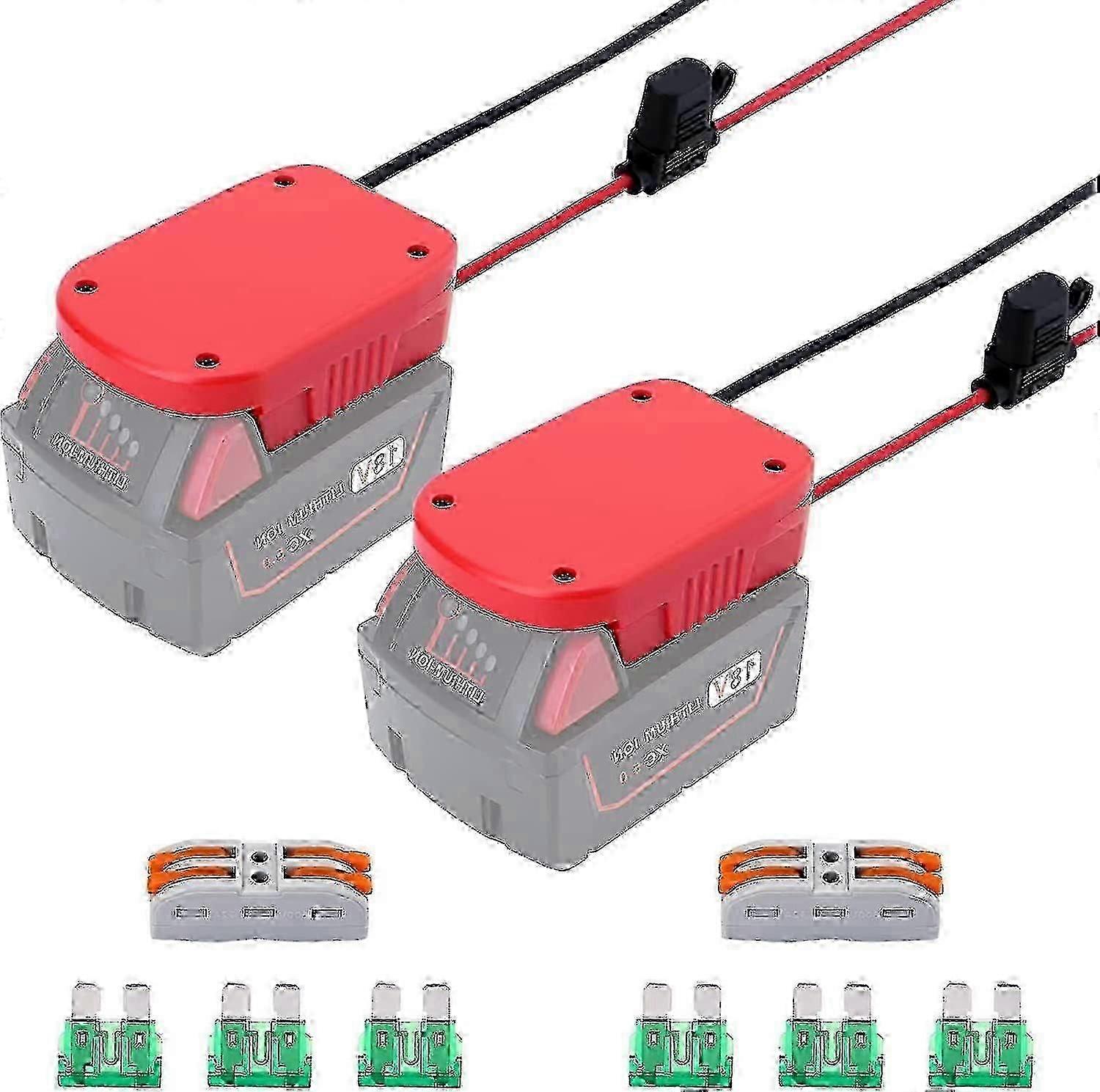 Power Wheel-adapter Für Milwaukee M18-akku, 18v-konverter Mit Sicherungen Und Kabelanschlüssen, 2er-pack (2 Packungen)