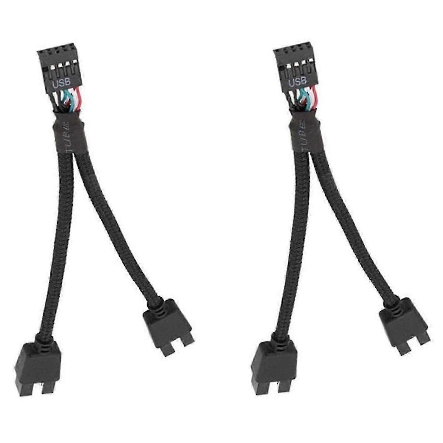2er-pack Usb 2.0 9-pin Auf Dual-9-pin-verlängerungskabel Für Computer-motherboards, Schwarzes Hd-audiokabel