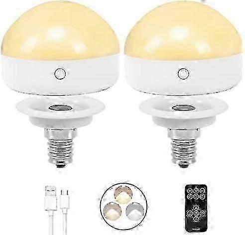 Wiederaufladbare E14-led-lampe, 300 Lm, Netzunabhängig, 2er-pack, Mit Fernbedienungsdimmer Und Timer.