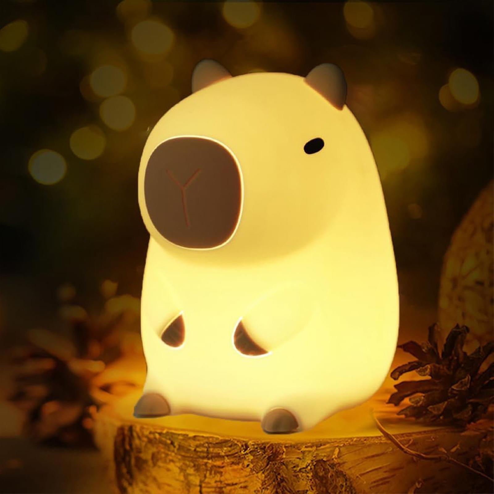 Capybara-nachtlicht, Wiederaufladbare Silikon-tierlampe, Niedlich, 2 Farben, Einstellbare Helligkeit, 20-minuten-timer, Ideal Für Nachttisch, Schlafzimmer Oder Wohnzimmer.