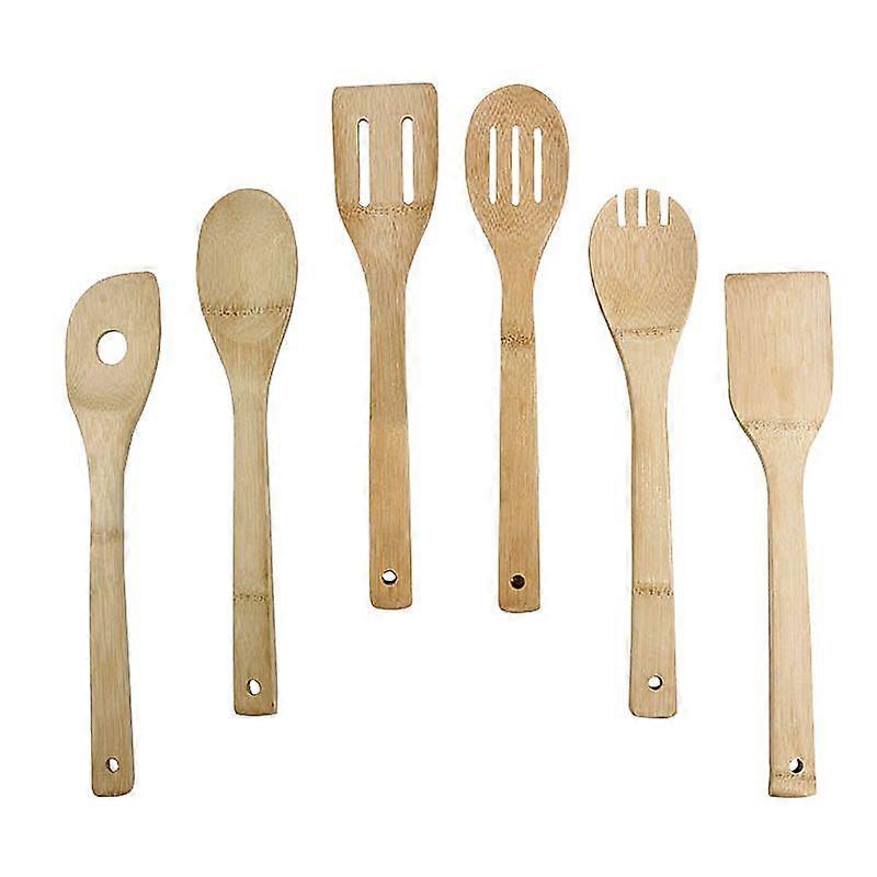 Holzlöffel, Küchenutensilien, 6er-set Holzlöffel, Holzspatel Zum Kochen, Perforierte Holzkelle, Bambuslöffel
