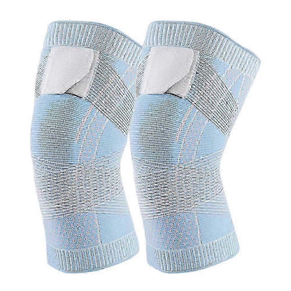 Elastische Und Atmungsaktive Kniebandage Aus Nylon Für Fitness Und Laufen (blau, Xxl)