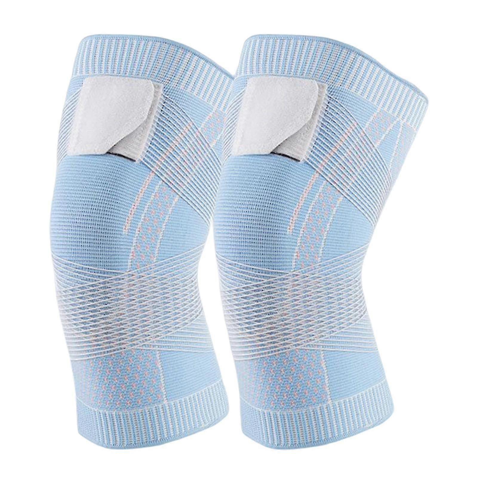 Elastische Und Atmungsaktive Kniebandage Aus Nylon Für Fitness Und Laufen (blau S)