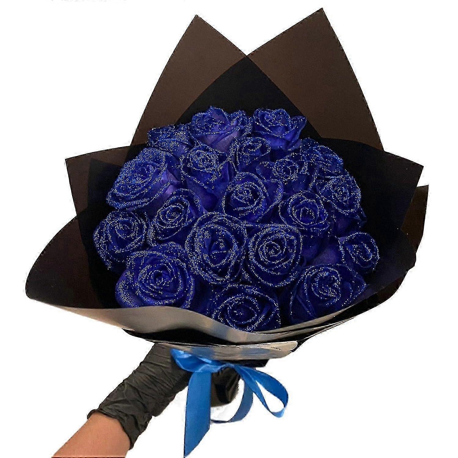 Ein Strauß Künstlicher Blauer Glitzerrosen, Ein Strauß Ewiger Und Funkelnder Rosen, Ein Liebesgeschenk Zum Valentinstag, Jahrestag Oder Zur Verlobung.