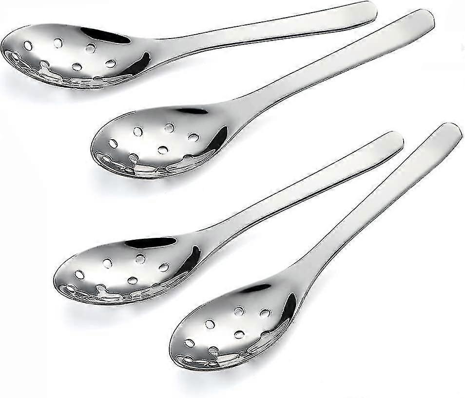 Kleine, Gelochte Löffel, 4er-set, Modern Und Elegant, Mit Kurzen, Dicken Und Schweren Griffen.