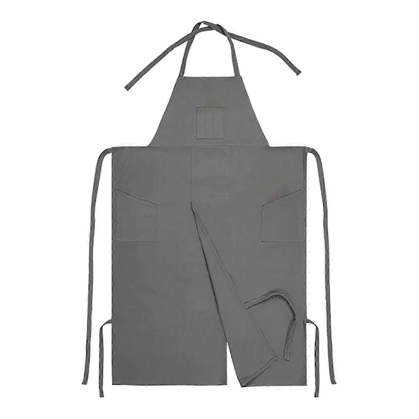 Töpferschürze Mit Taschen Für Damen Und Herren, Verstellbare Künstlerschürze (grau)