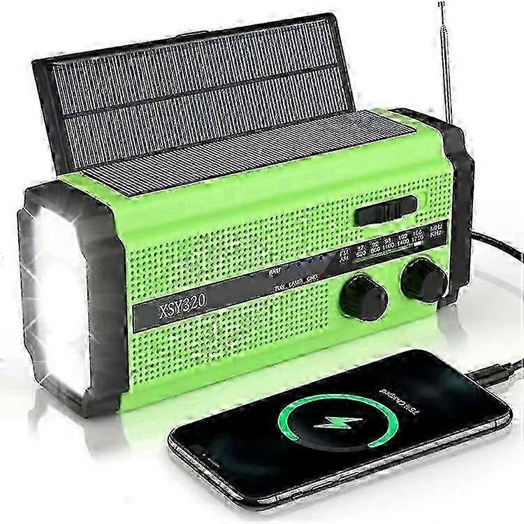 Xsy320 Solar-handkurbelradio Für Den Außenbereich Mit Fm/am/wb-empfang, Taschenlampe Und 5000 Mah Powerbank (grün, Szrh)
