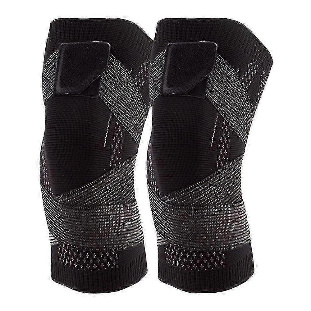 Elastische Und Atmungsaktive Kniebandage Aus Nylon Für Fitness Und Laufen (schwarz Xl)