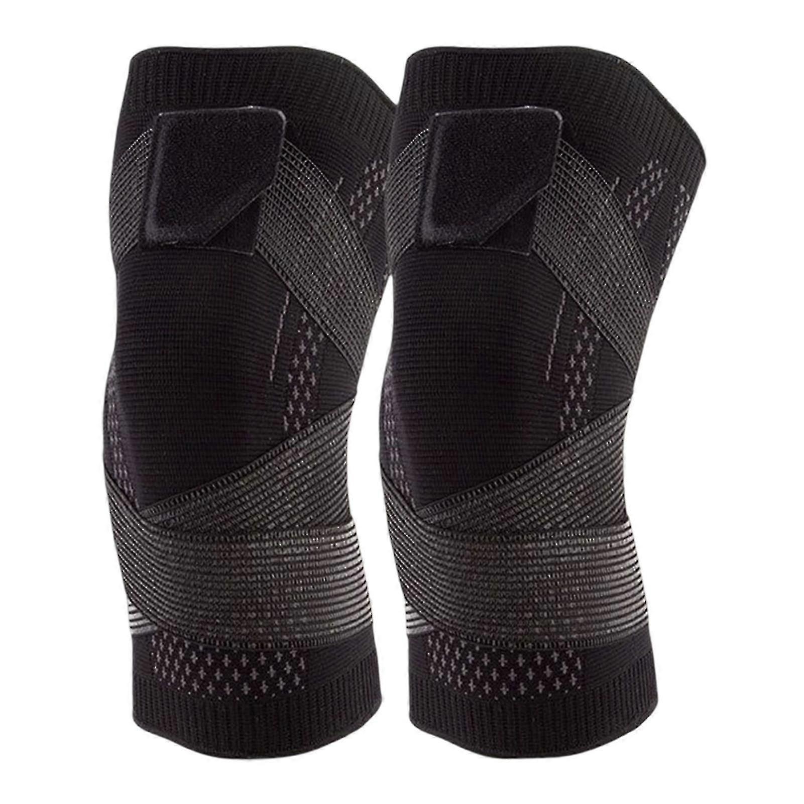 Elastische Und Atmungsaktive Kniebandage Aus Nylon Für Fitness Und Laufen (schwarz L)