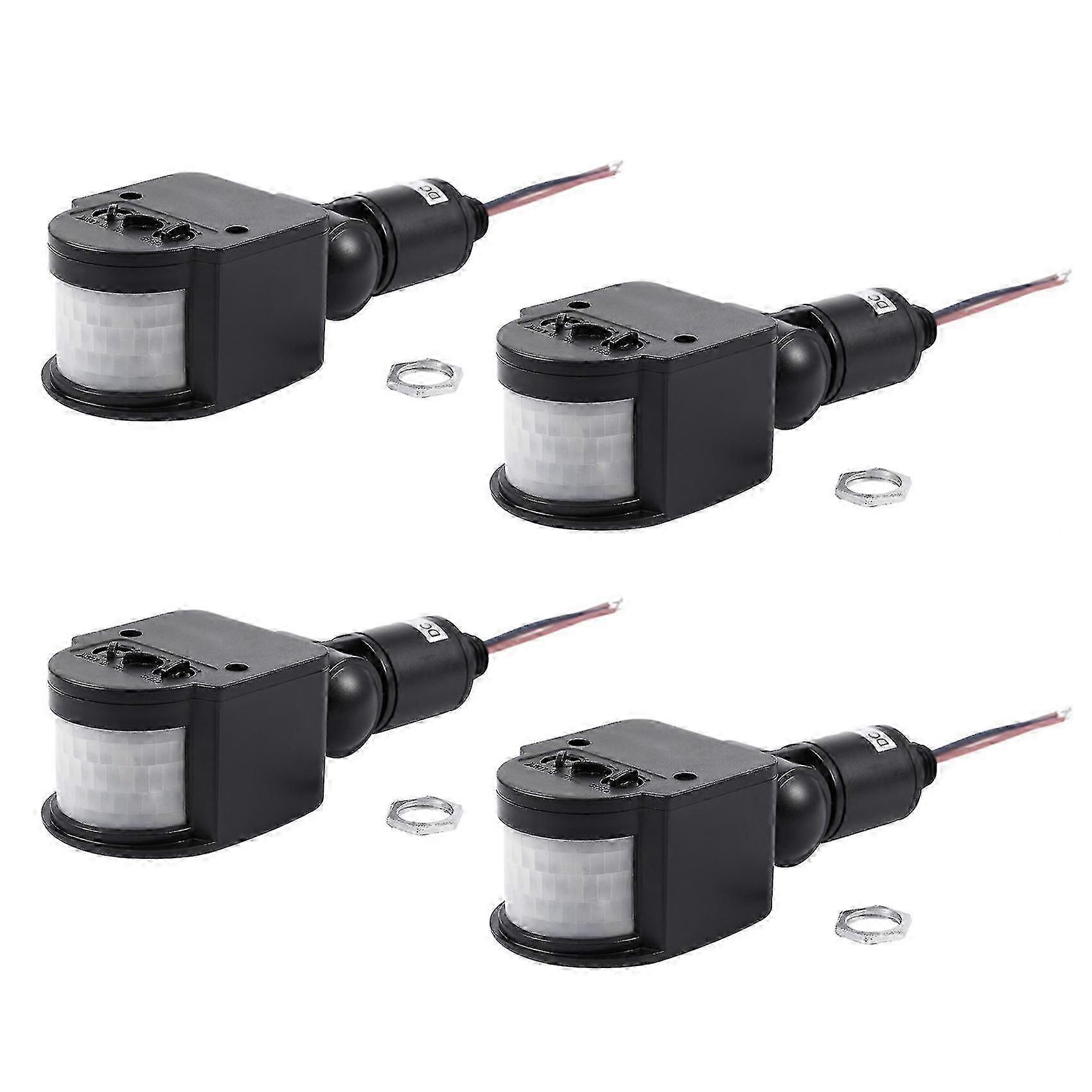 4er-pack Automatische 12v Dc Pir-infrarot-bewegungsmelder Für Led-außenbeleuchtung, Schwarz