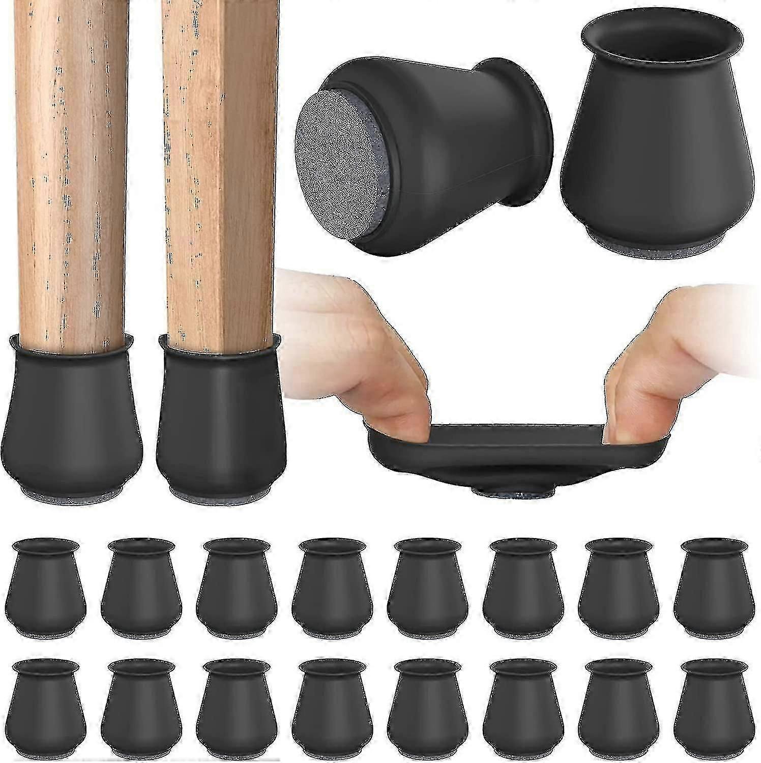 Set Mit 16 Bodenschonern Für Stuhlbeine, Rutschfeste Silikonfilzspitzen Zum Schutz Von Böden Und Möbeln.