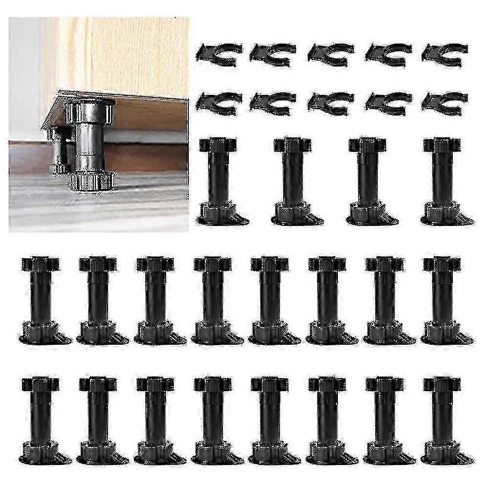 Set Mit 20 Verstellbaren Möbelfüßen Inklusive Befestigungsclips Für Küchen- Und Badezimmermöbel.