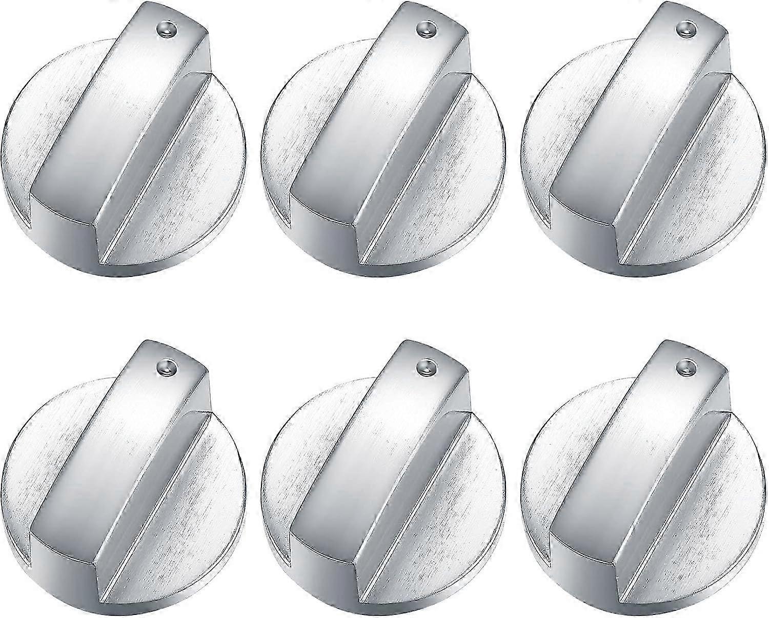 Set Mit 6 Gasherd-bedienknöpfen, 6 Mm Metall-bedienknöpfe, Versilberte Adapter Für Kochfelder, Verriegelungsknöpfe Für Gaskochfelder