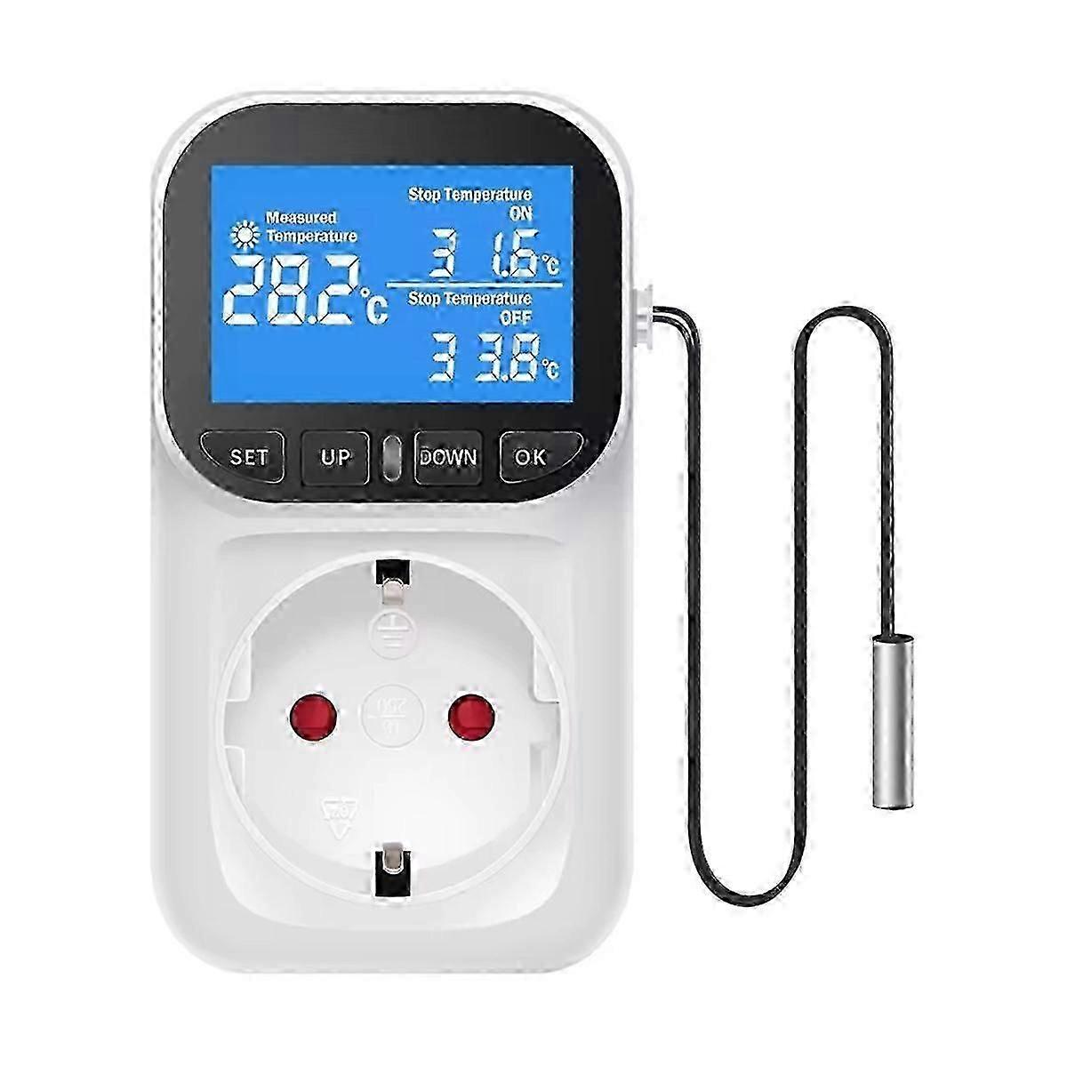 Digitales Steckdosenthermostat Mit Zeitfühler Und Heiz-/kühlschalter