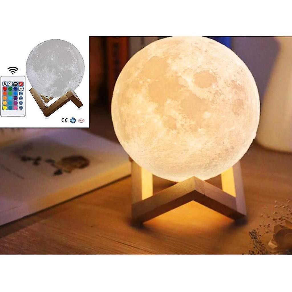 3d-mondlampe 2024, 16 Farben, 15 Cm / 5,9 Zoll, Aufgedrucktes Mondmuster, Verstellbare Fernbedienung.