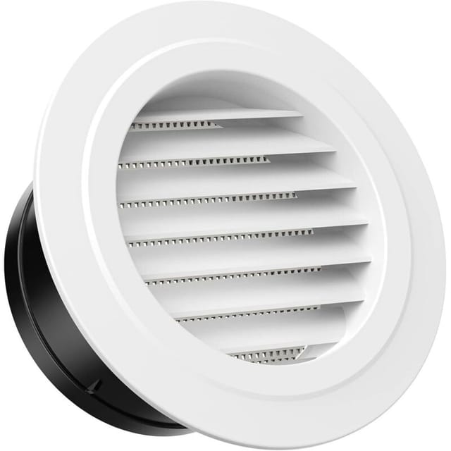 Tigrezy - 125 mm rundes Lüftungsgitter aus Kunststoff mit Moskitonetzgitter für Wand- und Deckenlufteinlässe und -auslässe im Innen- und Außenbereich