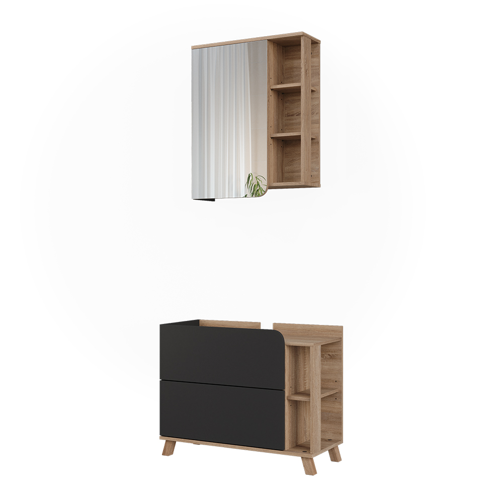 Badmöbel-set Karen, Anthrazit/sonoma, 2 Teile, Vicco