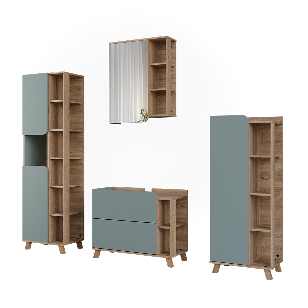 Badmöbel-set Karen, Blau/sonoma, 4 Teile, Vicco