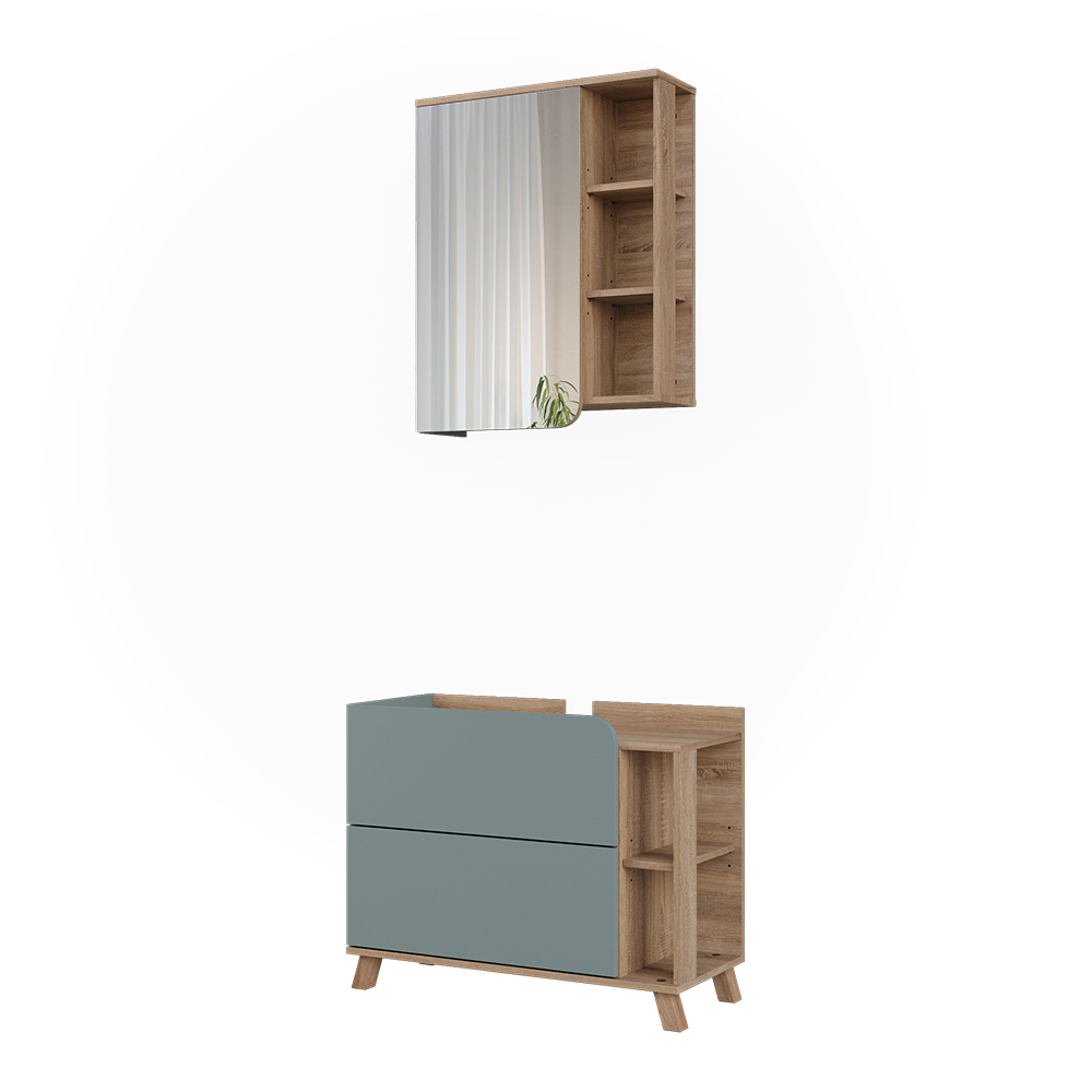 Badmöbel-set Karen, Blau/sonoma, 2 Teile, Vicco