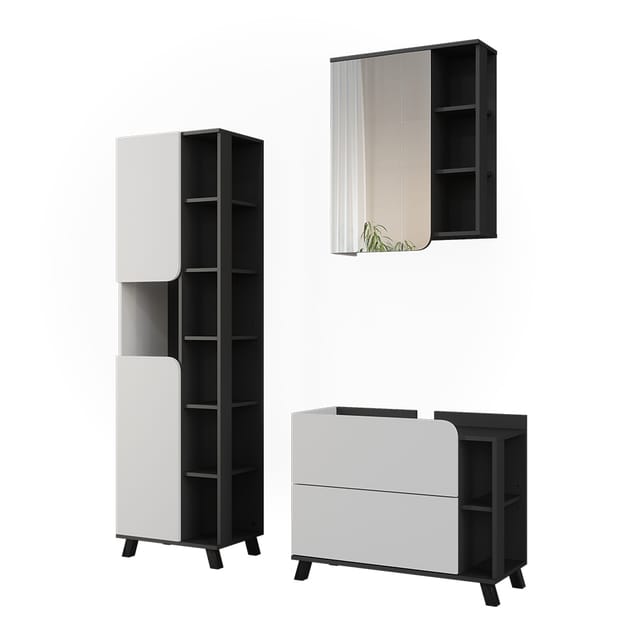 Badmöbel-set Karen, Weiß/anthrazit, 3 Teile, Vicco