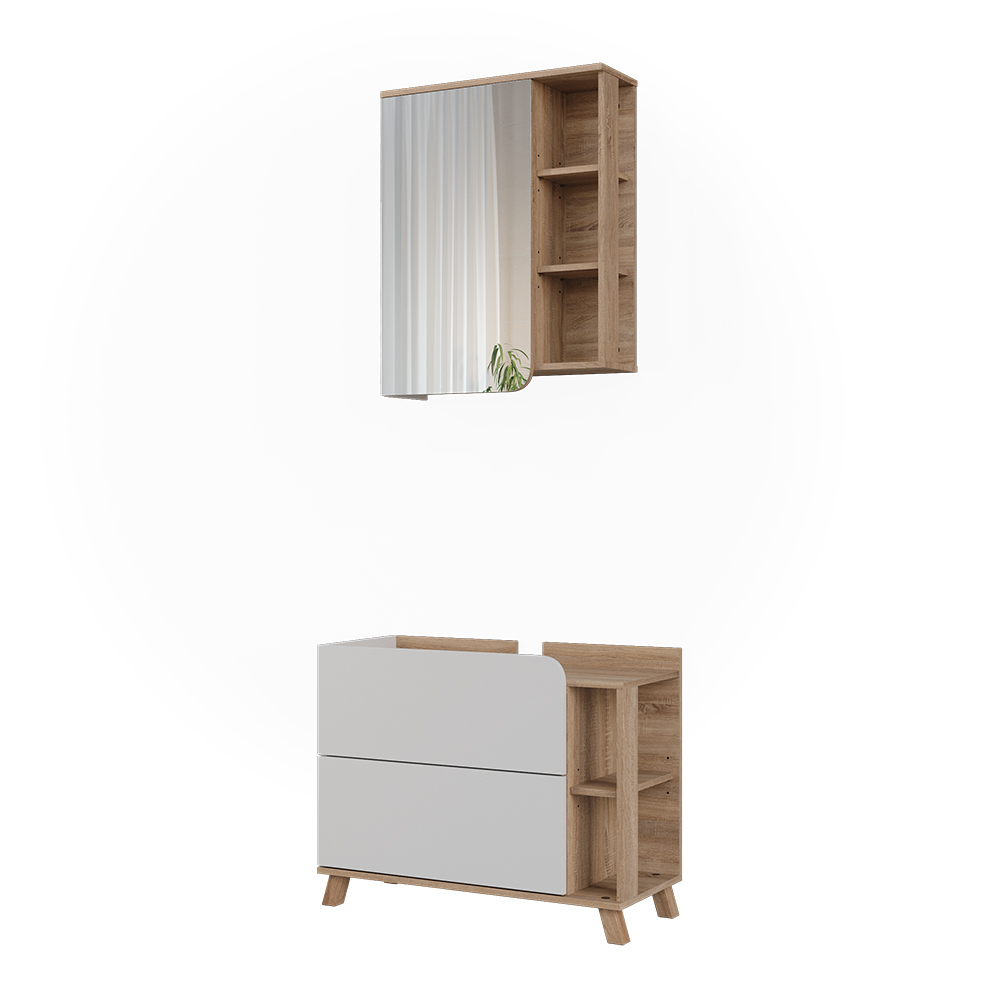 Badmöbel-set Karen, Weiß/sonoma, 2 Teile, Vicco