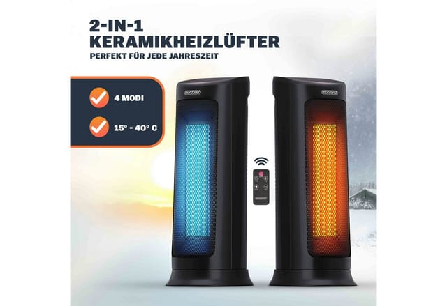 Keramik Heizlüfter 2000W 4 Betriebsmodi 15-40°C Energiesparend 120° Oszillation Timer Leise Fernbedienung Elektroheizung Heizstrahler schwarz