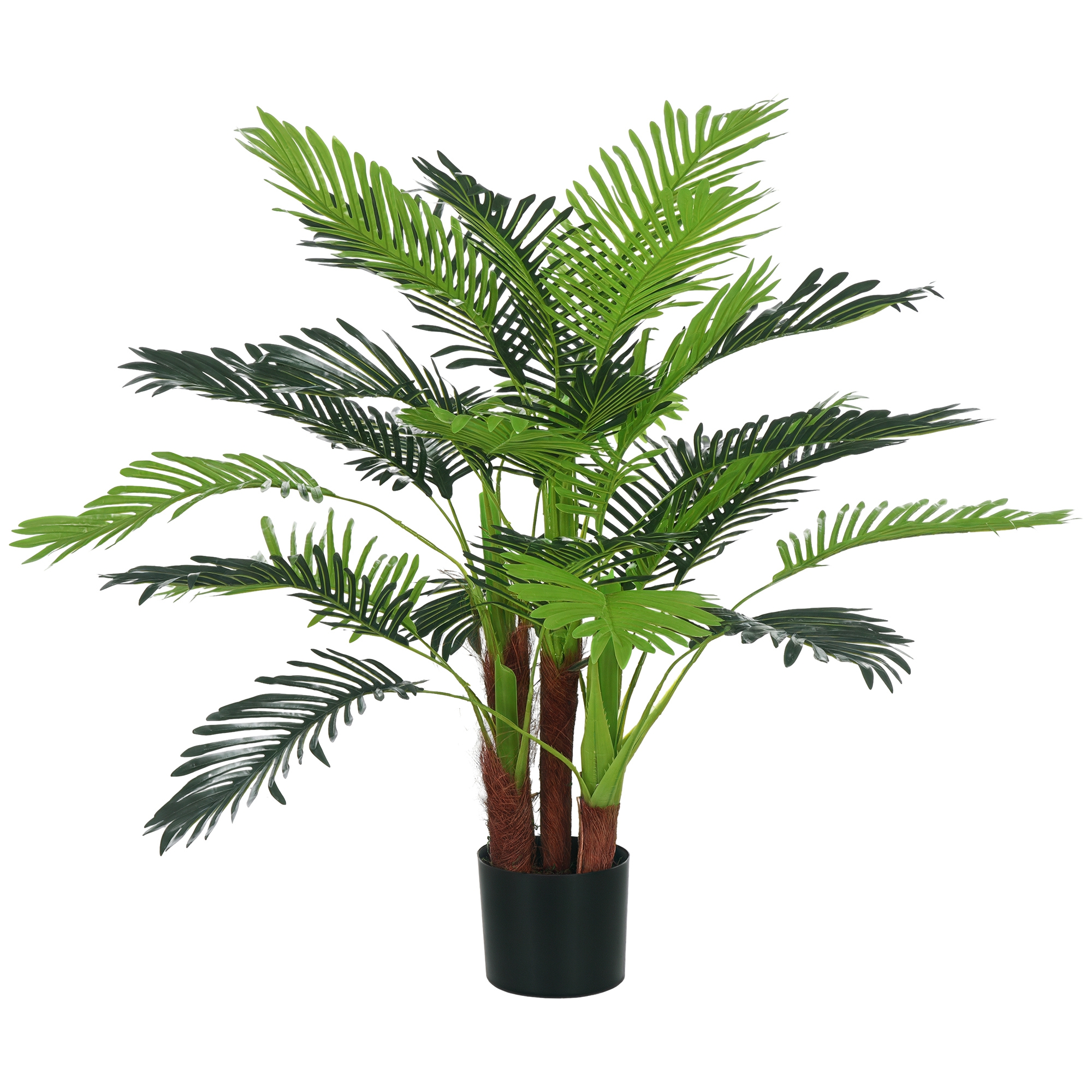Künstliche Palme. 1 M. Realistische Zweige. Dekorative Pflanze. Kunststoff. Mit Topf. Braun Und Grün.