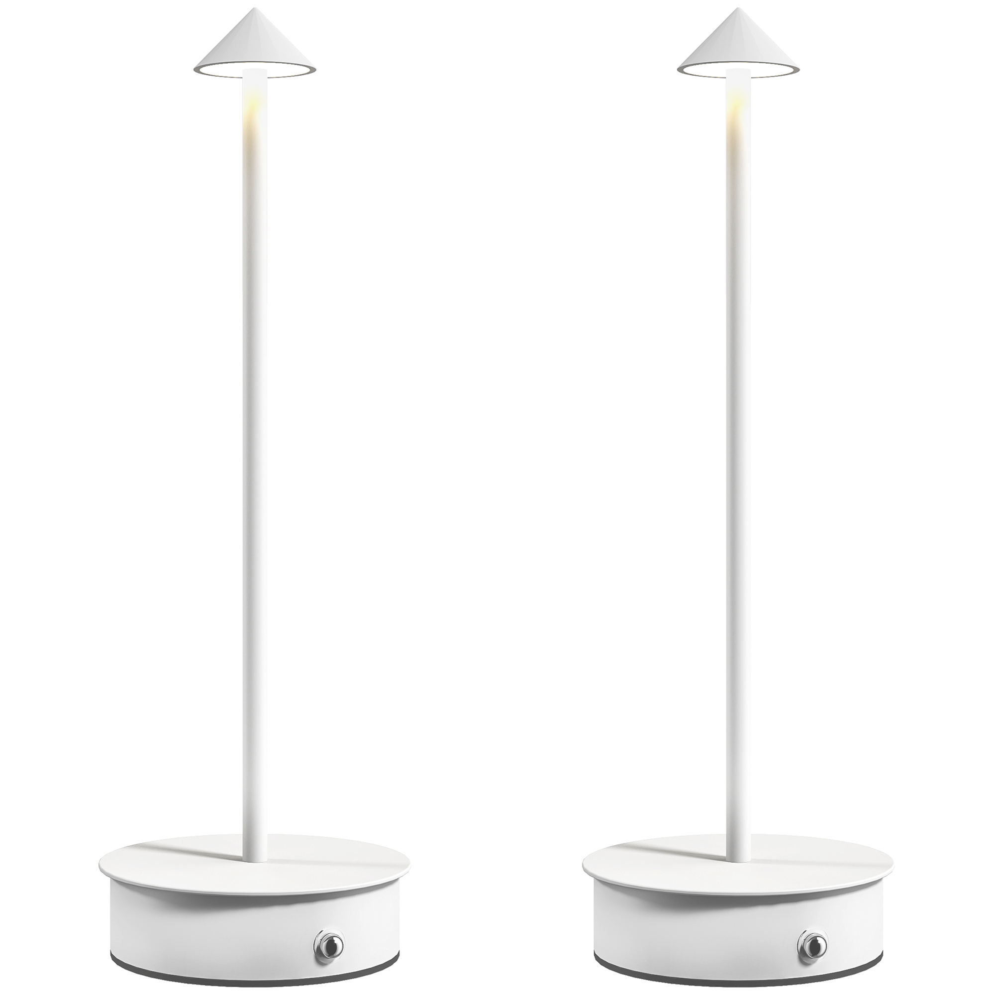 Set Mit 2 Wiederaufladbaren Led-tischlampen Mit Usb-anschluss. Touch-bedienung Und Einstellbare Helligkeit. Ø 10 X 30 Cm. Weiß.
