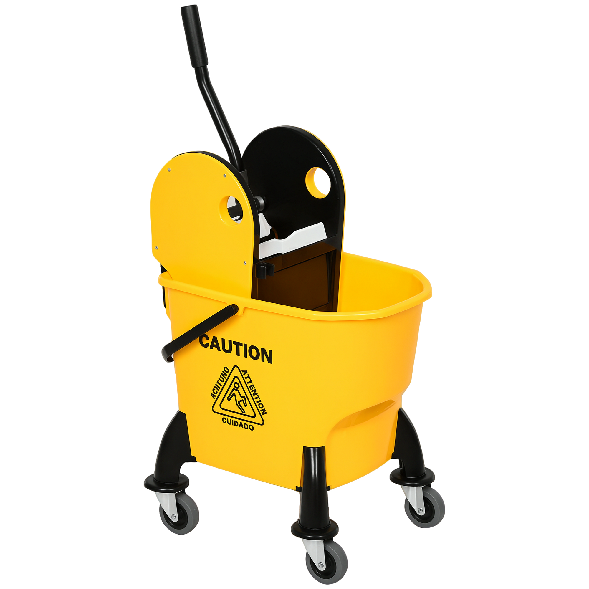 Reinigungswagen. Rolleimer. Reinigungseimer. Wischmoppwagen Mit Auswringer. 26 Liter. Gelb. 44 X 36 X 90 Cm