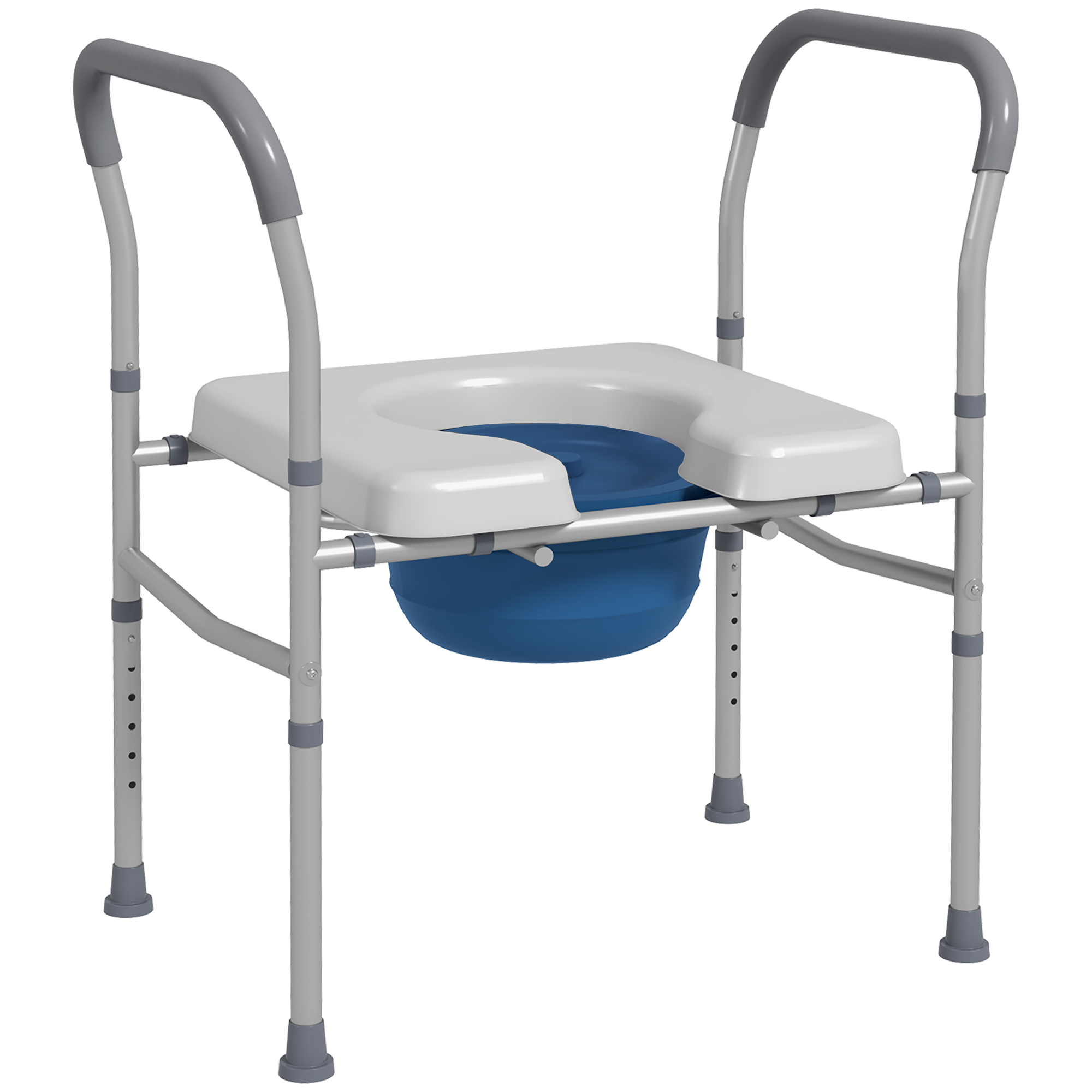 Toiletten-/duschstuhl Aus Aluminium. Höhenverstellbar Und Mit Rutschfesten Füßen. Belastbarkeit: 136 Kg. Grau.