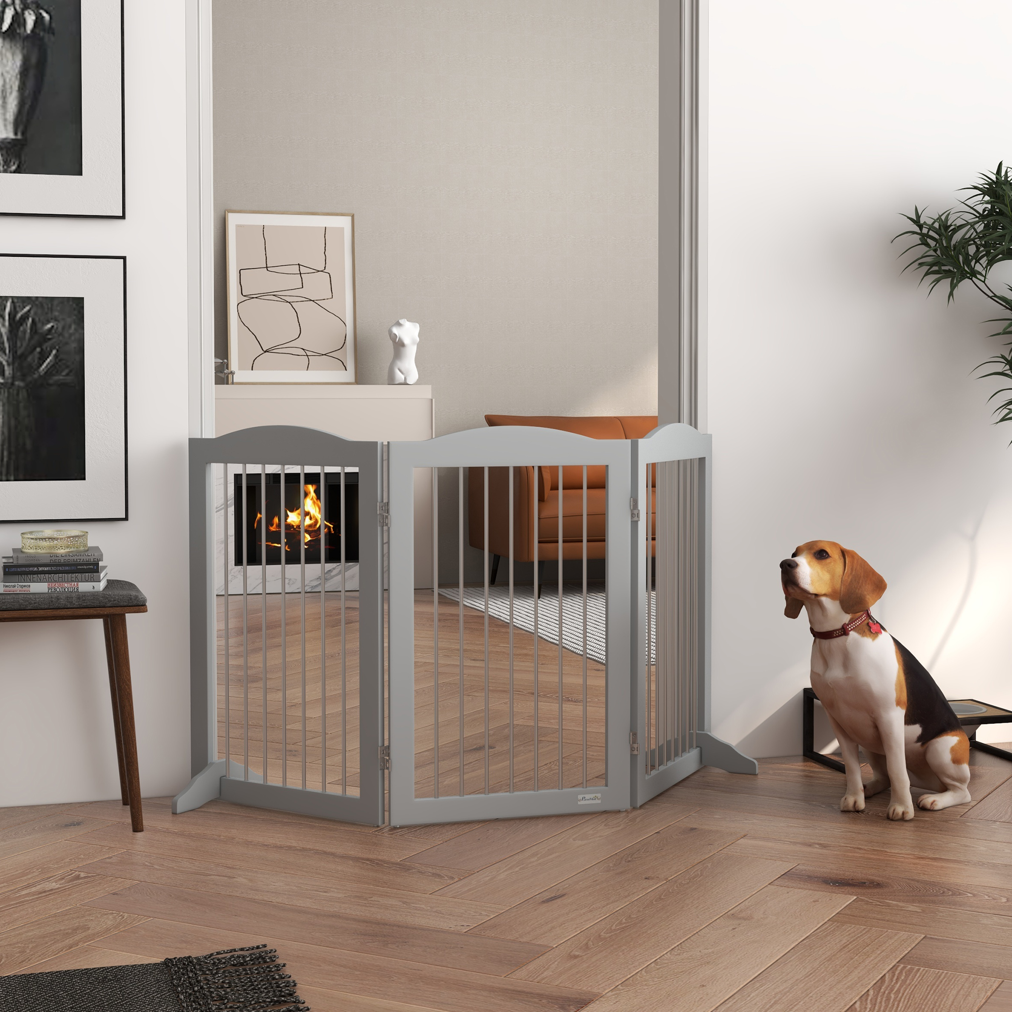 Treppenschutzgitter Für Hunde, Geeignet Für Treppen Und Türen. Zusammenklappbar Mit Freistehendem Ständer. 154 X 30 X 80 Cm. Grau.