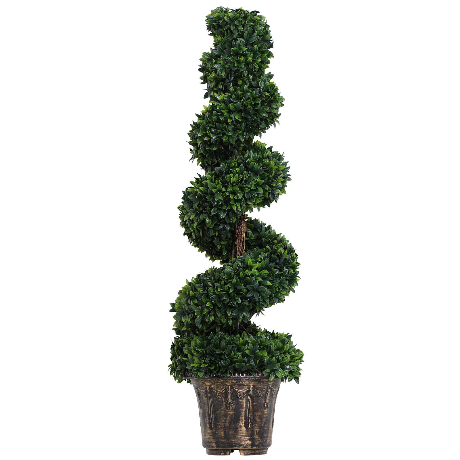 Künstlicher Buchsbaum (120 Cm Spiralform). Für Drinnen Und Draußen Geeignet, Inklusive Topf. Kunstpflanze Für Zuhause, Büro, Wohnzimmer Und Garten. Grün