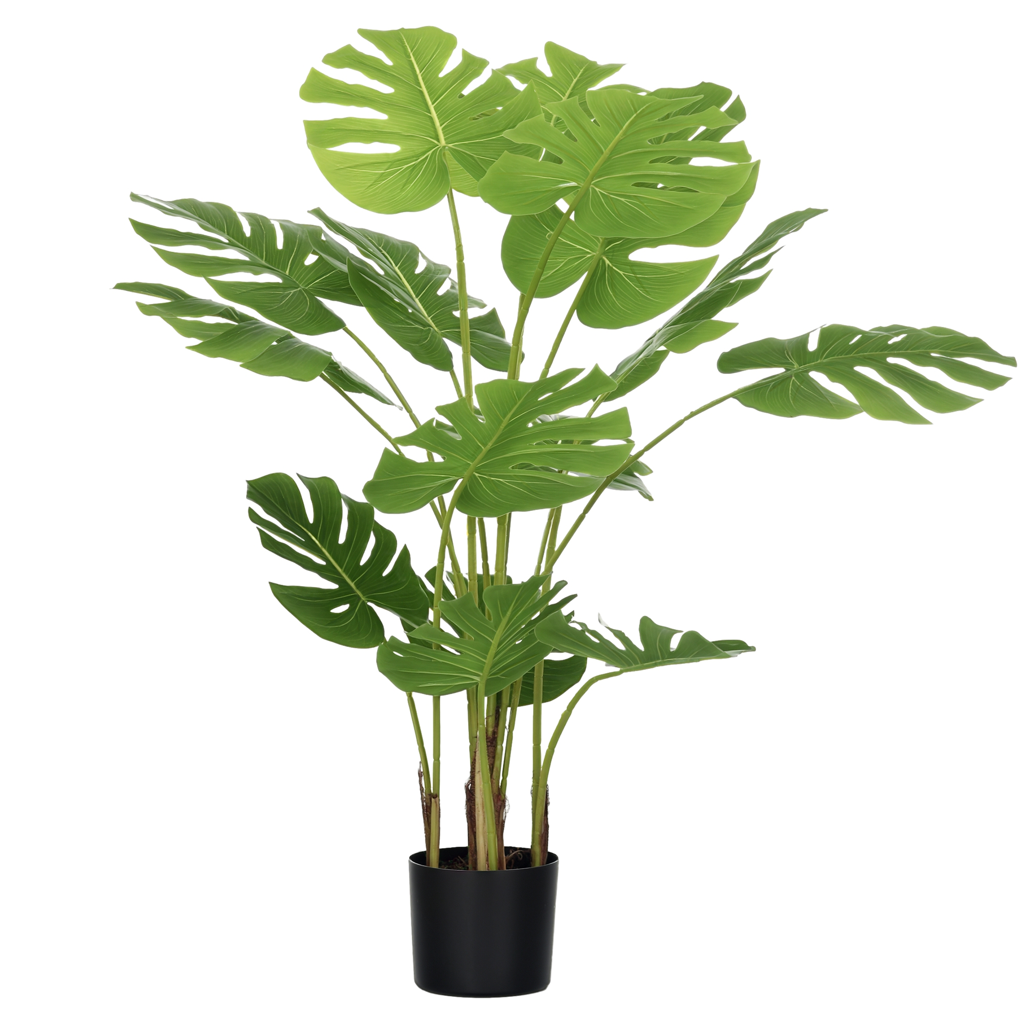Künstliche Pflanze. Realistische Monstera Deliciosa. 1 Topf Und Zement-pflanzerde. 17,5 Cm X 17,5 Cm X 120 Cm. Grün.