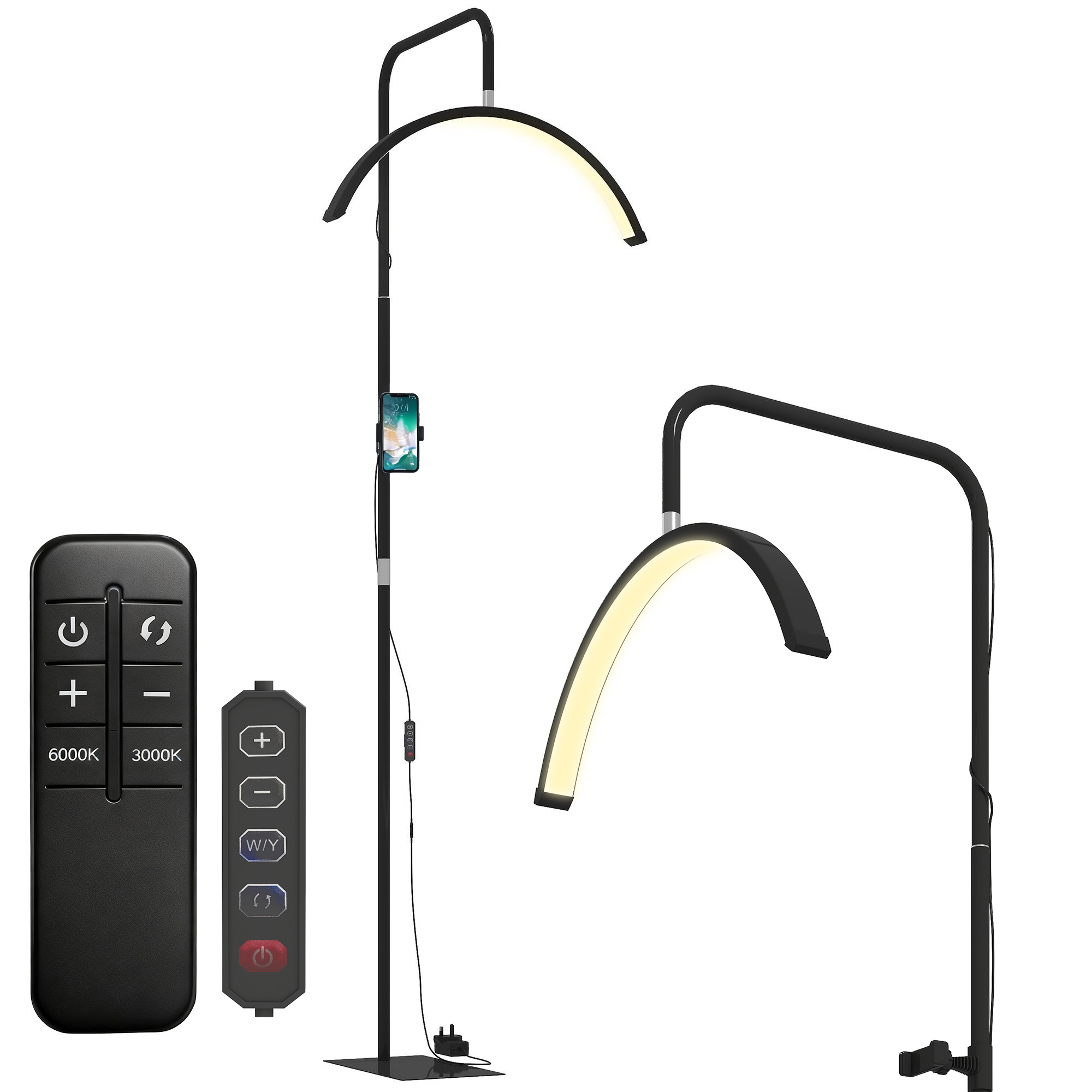 Halbmondförmige Led-wimpernlampe Mit Handyhalterung. 350° Drehbares Beauty-ringlicht. Warmes Licht Und Höhenverstellbar.
