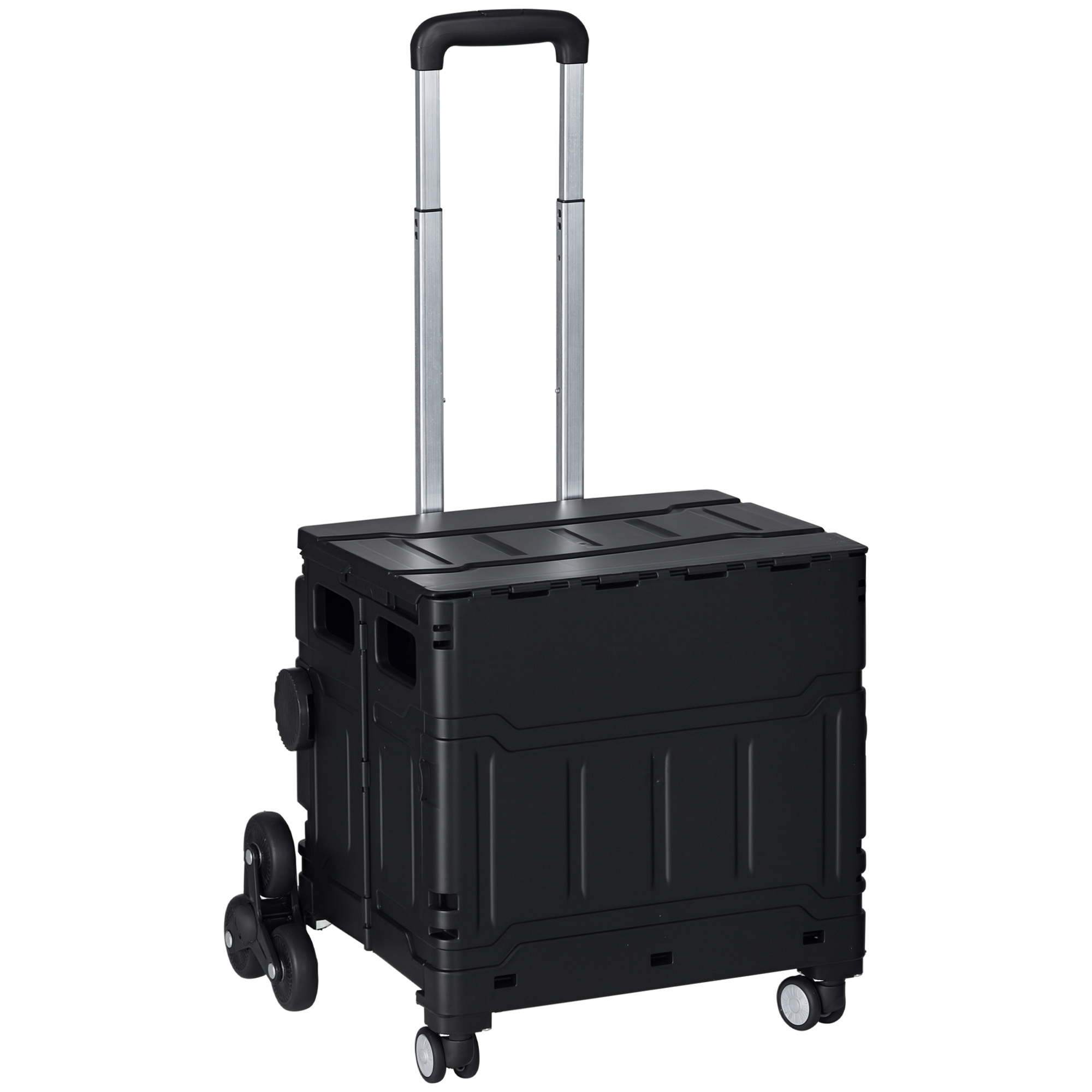Faltbarer Einkaufswagen. Treppensteigerfähig. Teleskopgriff. Tragkraft Bis Zu 65 Kg. Schwarz.