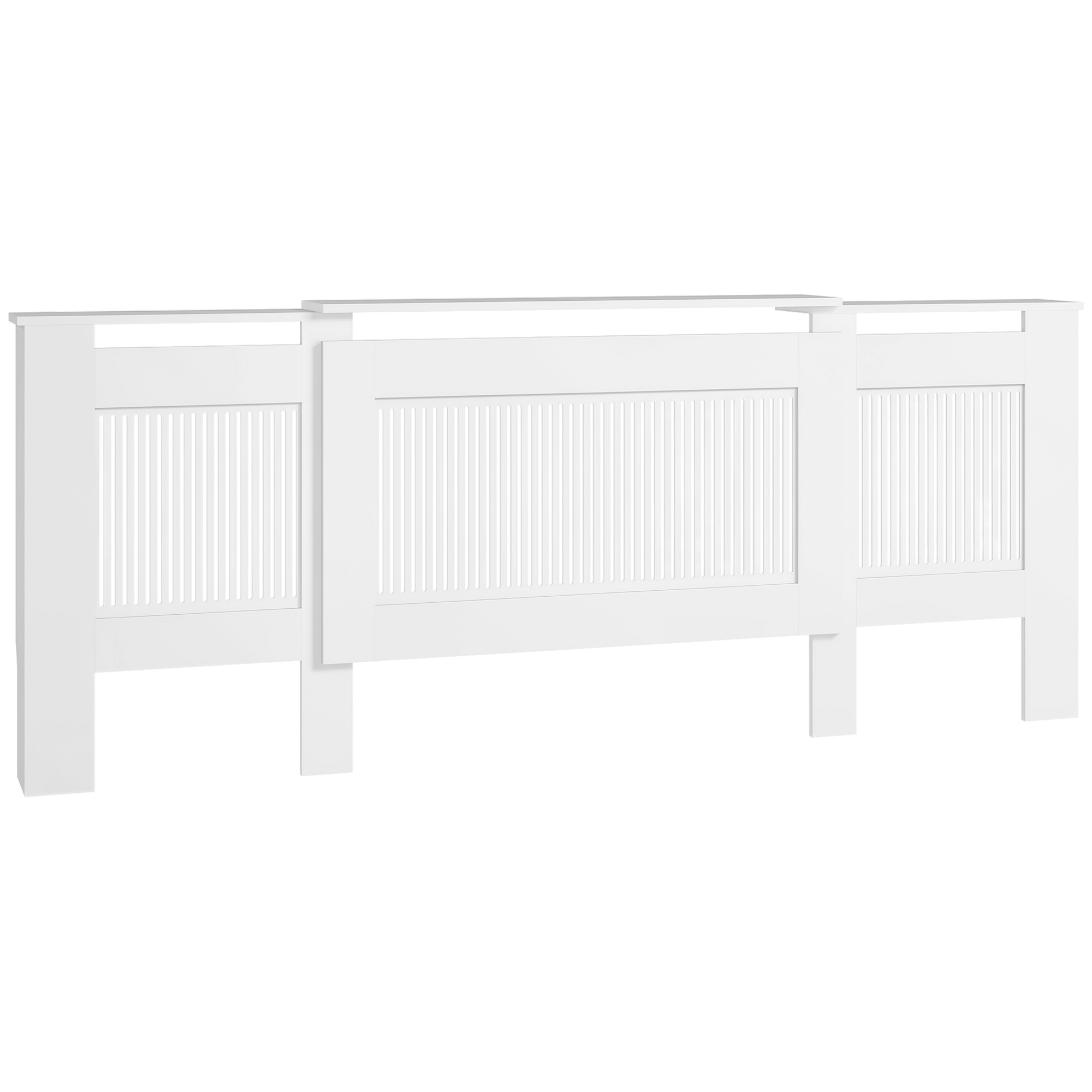 Lamellenheizkörperverkleidung. Verstellbare Länge 125–201 Cm. Mdf. Weiß.