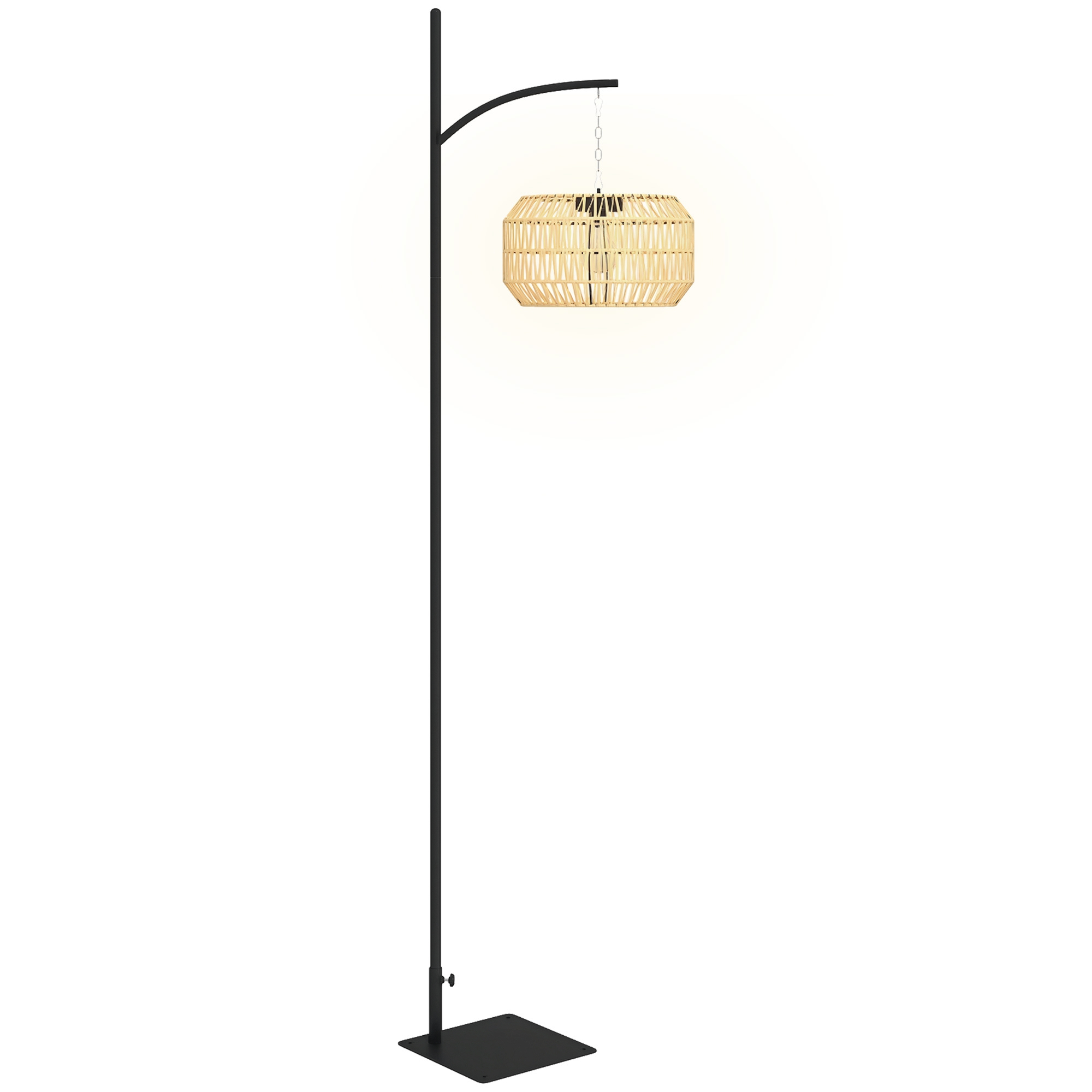 Solar-gartenlampe Mit Handgewebtem Rattan-lampenschirm, Stahl, Pe-rattan, Homaire, Maße 44x32x178 Cm - Gelb