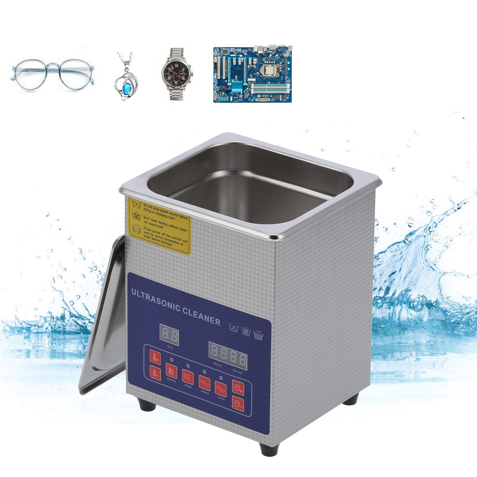 Mh-010g 2l Ultraschallreiniger Mit Zweifrequenz-entgasungsfunktion, 40 Khz, Edelstahlgehäuse, Mit Timer, Heizung, Digitalanzeige Und Entgasungsfunktion. Europäischer Standard Ac 200–240 V.