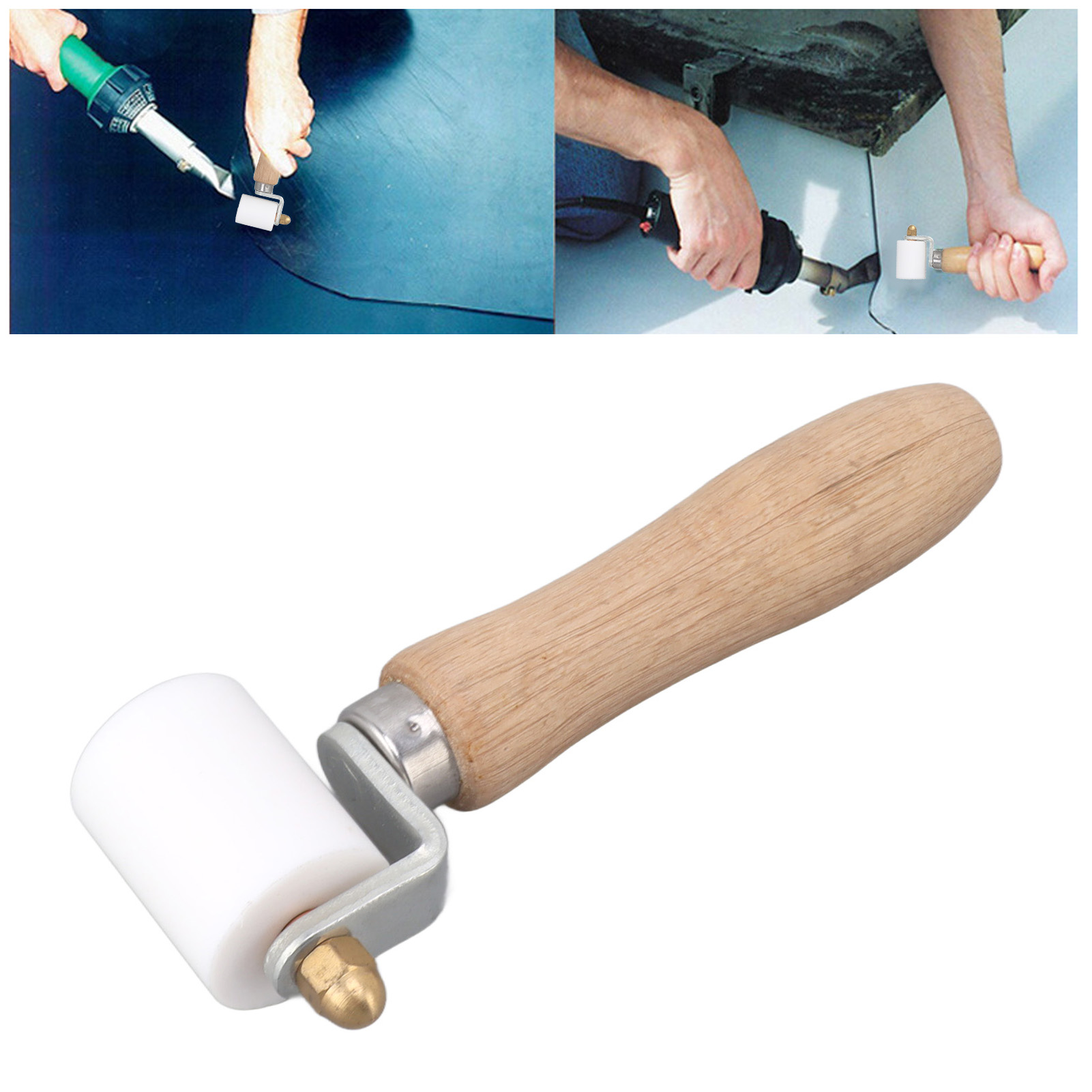 40 Mm Weiße Teflon-druckwalze Für Pvc-schweißen, Eine Manuelle Druckwalze Zum Verschweißen Von Wasserdichten Pvc-membranverbindungen.