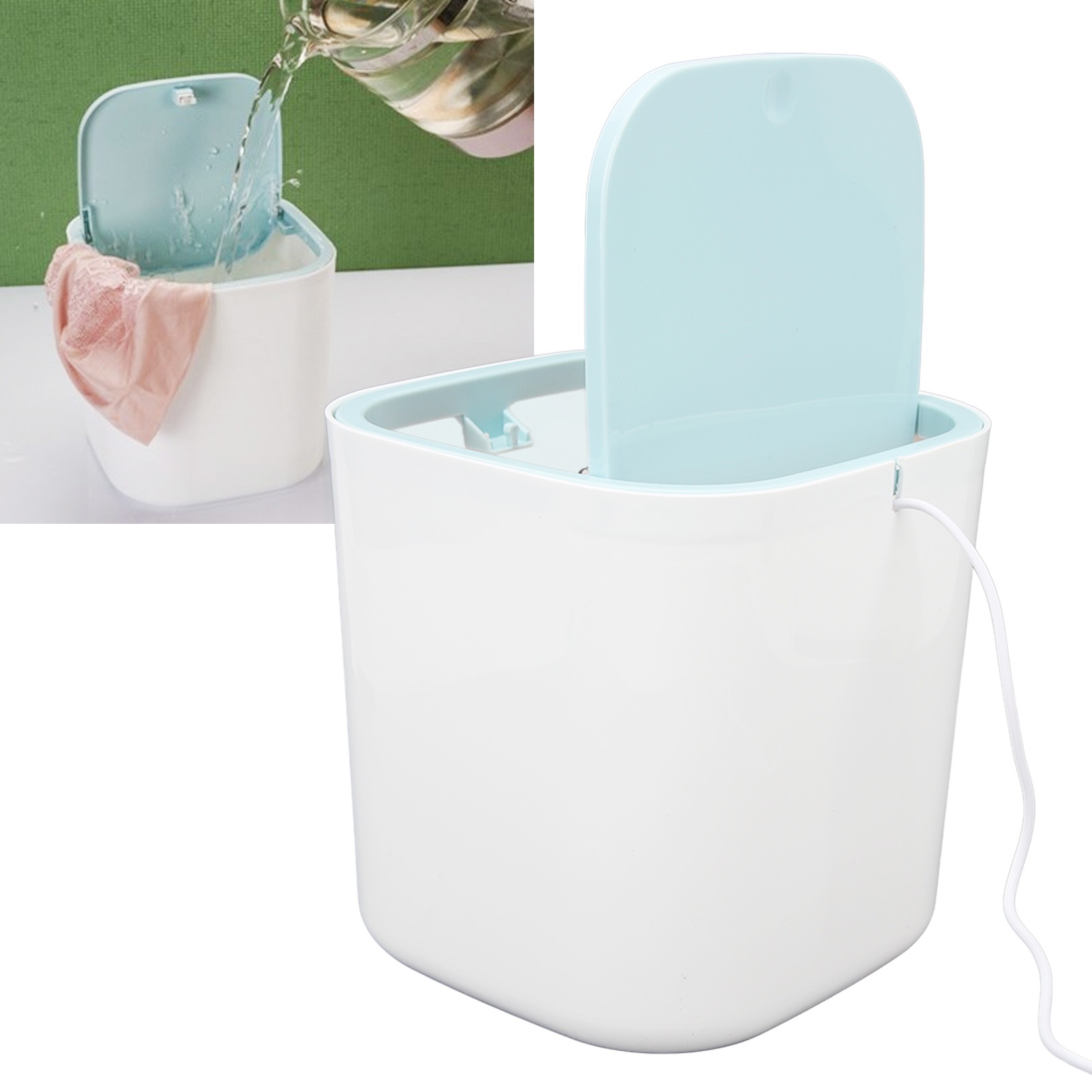 3,8-liter-tragbare Ultraschall-tischwaschmaschine Für Unterwäsche, Socken, Babykleidung, Macaron-muster, 100–240 V (rosa, Europäischer Standard)