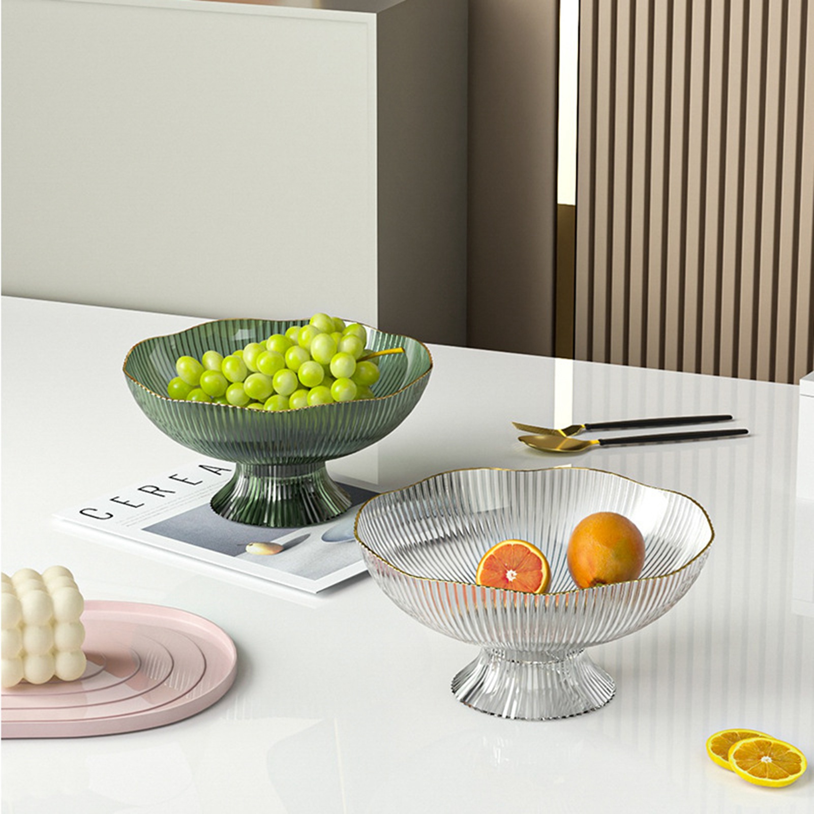 Obstabtropfschale Mit Sockel, Ideal Für Den Gebrauch Zu Hause Auf Einem Wohnzimmertisch, Leichte, Luxuriöse Und Elegante Präsentationsschale Aus Transparentem Pet Für Süßigkeiten Und Snacks.