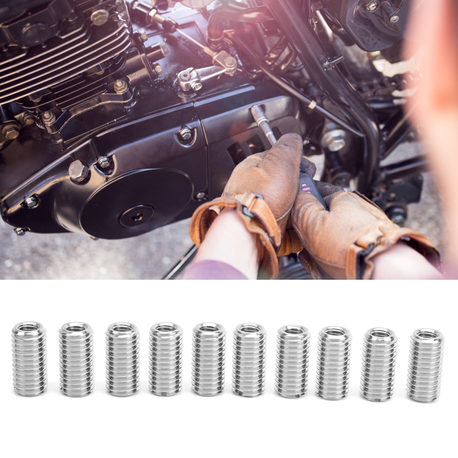 Packung Mit 10 Kleinen Reparaturmuttern Für Nuten, Innen-/außengewinde Und Grobgewinde. Spezifikationen: Innengewinde M61,0, Außengewinde M101,5, Länge 20 Mm.